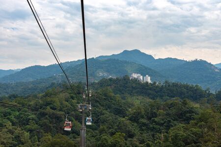 Maokong gondola with mountain around. A gondola lift transportation system in Taipei opened in 2015. operates between Taipei Zoo and Maokong.のeditorial素材