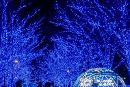 Shibuya Blue Cave winter illumination festival, beautiful view, popular tourist attractions, travel destinations for holid ay, famous romantic light up events in Tokyo city, Japanのeditorial素材