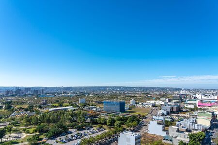 Taichung Central Park at the Shuinan Economic and Trade Park in sunny day with the city skyline....
