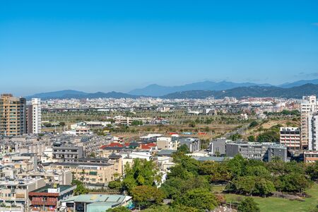Taichung city Beitun District skyline in sunny day. A lot of green space in this area. Taichung, Taiwanのeditorial素材