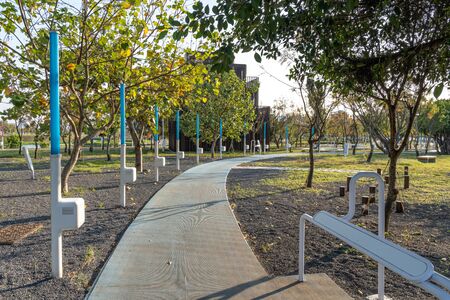 Taichung Central Park at the Shuinan Economic and Trade Area in blue sky sunny day. Former Shuinan Airport, lot of green space in here, the second largest park in Taiwan. Xitun District, Taichung Cityのeditorial素材