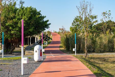 Taichung Central Park at the Shuinan Economic and Trade Area in blue sky sunny day. Former Shuinan Airport, lot of green space in here, the second largest park in Taiwan. Xitun District, Taichung Cityのeditorial素材