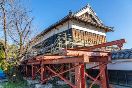 Kumamoto Castle in 2020. The castle sustained damage in earthquake on 2016. In the present the efforts to repair the castle have begun. Kumamoto Prefecture, Japanのeditorial素材