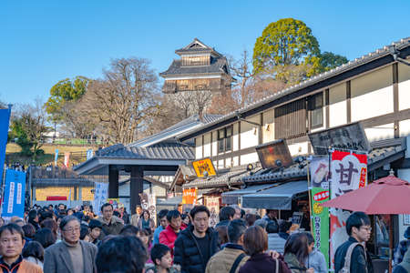 Sakura-no-Baba Johsaien in Kumamoto City during new year holiday. A popular tourist attraction convey to visitors food, history and cultural traditions. Kumamoto Prefecture, Japanのeditorial素材