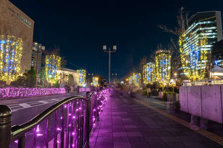 Festival of the Lights in Osaka. The winter illumination events, Midosuji Illumination, Hikari Renaissance. popular tourist attraction, travel destination for vacation. Osaka, Japanのeditorial素材