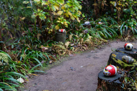 Neko-no-Hosomichi Cat Alley in Onomichi City. Lots of real and ornamental cats (fukuishi-neko),...