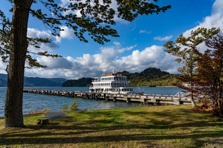 Lake Towada Sightseeing Cruises in Pier 1. Towada hachimantai National Park. Aomori, Japanのeditorial素材