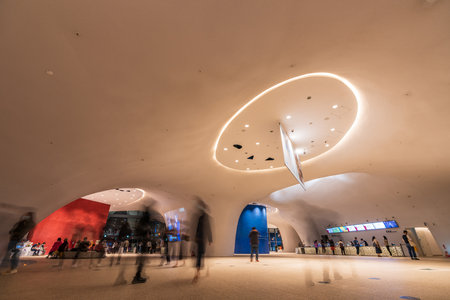 Interior view of National Taichung Theater. Taichung City, Taiwan.のeditorial素材