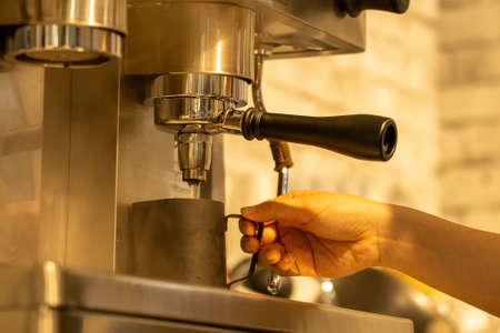 Close-up of coffee machine in cafe shop.の写真素材