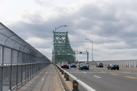 Traffic on Jacques Cartier Bridge. Montreal, Quebec, Canada.の写真素材
