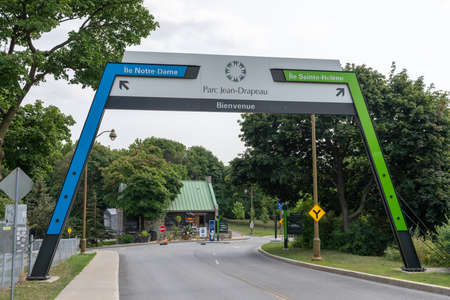 Montreal, Quebec, Canada-August 3 2021: Gate of the Jean-Drapeau park.のeditorial素材