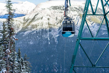 Banff, AB, Canada-OCT 31 2020: Banff Gondola in early winter time. Banff National Park, Canadian Rockies.のeditorial素材
