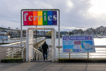 VANCOUVER, CANADA - MAR 07 2021 : Aquabus Ferries, Hornby Street Ferry Dock.のeditorial素材