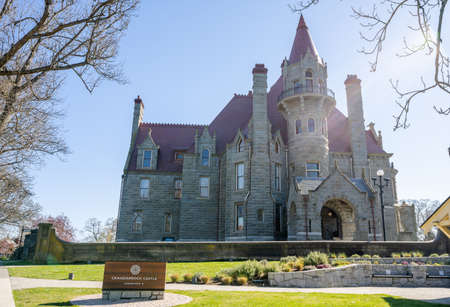 Victoria, BC, Canada - April 14 2021 : Craigdarroch Castle front view. Craigdarroch National Historic Site of Canada.のeditorial素材
