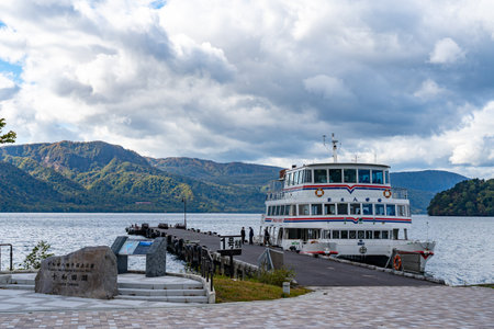 Lake Towada Sightseeing Cruises in Pier 1. Towada hachimantai National Park. Aomori, Japanのeditorial素材