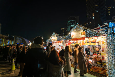 Festival of the Lights in Osaka. The winter illumination events, Midosuji Illumination, Hikari Renaissance. popular tourist attraction, travel destination for vacation. Osaka, Japanのeditorial素材