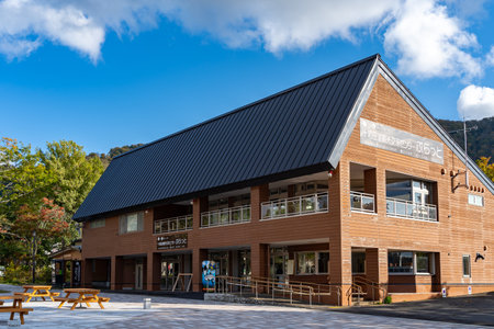 Lake Towada Tourist Information Center in Towada Hachimantai National Park. Aomori, Japanのeditorial素材