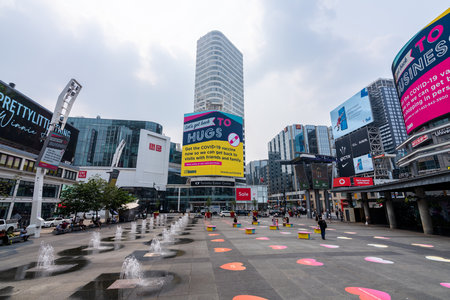 Toronto, Ontario, Canada - July 19 2021 : Toronto city downtown Yonge-Dundas Square.のeditorial素材