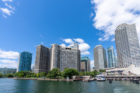 Toronto, Ontario, Canada - July 30 2021 : Jack Layton Ferry Terminal in summer. Island Ferry Dock and the wharf.のeditorial素材