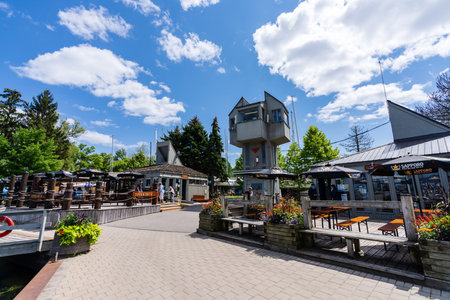 Toronto, Ontario, Canada - July 30 2021 : Toronto Island Marina. The Upper Deck.のeditorial素材