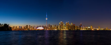 Toronto City downtown twilight skyline panorama. Ontario, Canada.の写真素材