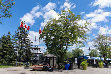 Toronto, Ontario, Canada - July 30 2021 : Toronto Harbour Centre Island Dock.のeditorial素材