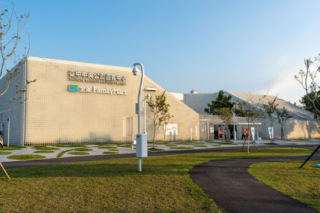 Taichung City, Taiwan - November 28, 2022 : Taichung Central Park Visitor Center. Xitun District Shuinan Economic and Trade Area.のeditorial素材