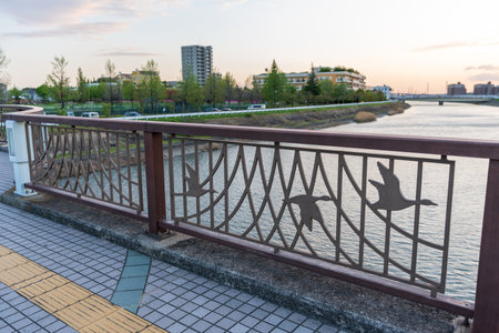 Kariya City, Aichi, Japan - April 8 2023 : Mississauga Bridge. Sister city relationship.のeditorial素材