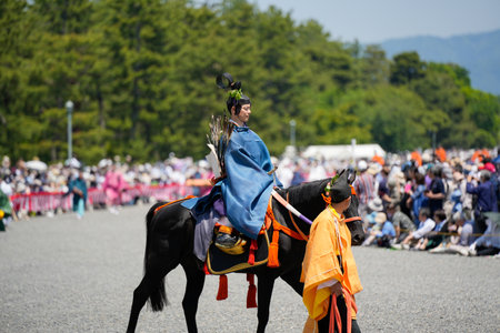 Kyoto, Japan - May 16 2023 : Aoi Matsuri ( Aoi Festival ). Historical parade from the Heian Period.のeditorial素材