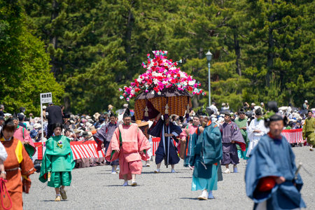 Kyoto, Japan - May 16 2023 : Aoi Matsuri (Aoi Festival). Historical parade from the Heian Period.のeditorial素材