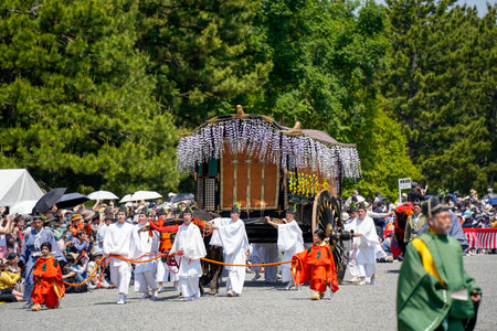 Kyoto, Japan - May 16 2023 : Aoi Matsuri (Aoi Festival). Historical parade from the Heian Period.のeditorial素材