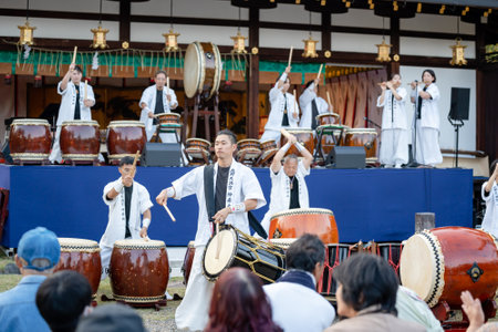 Kyoto, Japan - November 4 2049 : Nishijin TABI Kyoto Music Village festival. Performers performing on the event stage.のeditorial素材