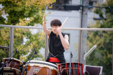 Kyoto, Japan - November 4 2024 : Nishijin TABI Kyoto Music Village festival. Performers performing on the event stage.のeditorial素材