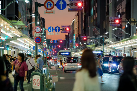 Kyoto City, Japan - SEP 30 2024 : Street view of Shijo Kawaramachi at night. A vibrant part of central Kyoto.のeditorial素材