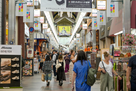 Kyoto City, Japan - SEP 30 2024 : Teramachi Kyogoku Shopping Street at night. A vibrant part of central Kyoto.のeditorial素材