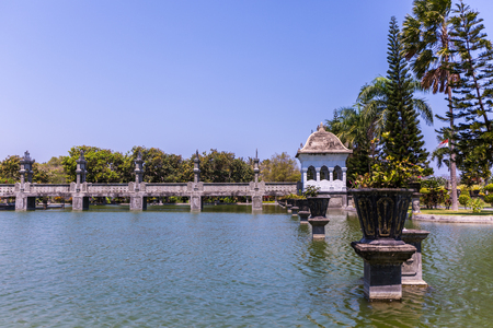 View of the lake at Ujung Water Palace (also known as Ujung Park or Sukasada Park) in Bali, Indonesiaのeditorial素材