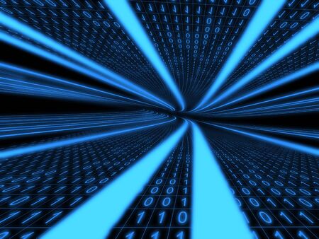 Digital highway with glowing strokes over black backgroundの写真素材