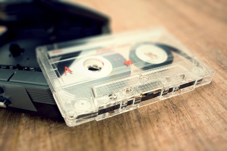 Transparent tape with player in vintage lookの写真素材