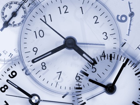 Collage from different clocks - concept of passing time Collage from different clocks - concept of passing time