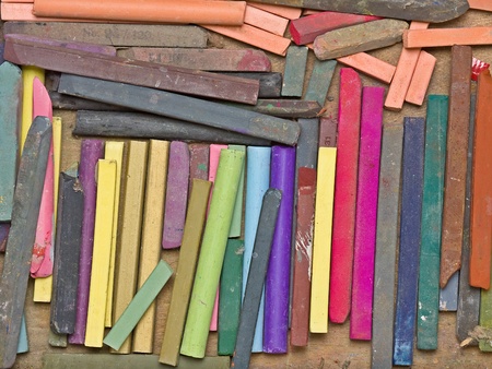 Close up of box of assorted pastel chalks