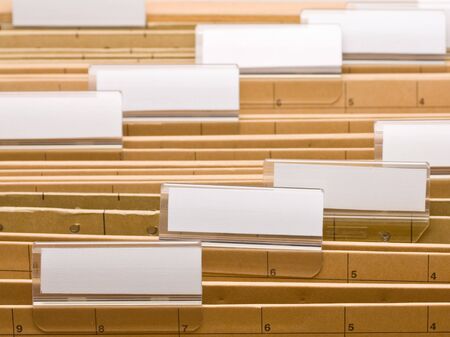Series of office folders with blank labelsの写真素材