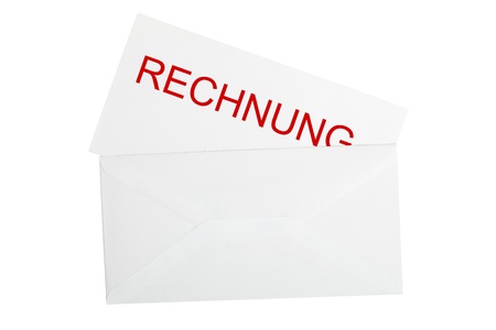 Letter with a "Rechnung" (invoice) isolated on white backgroundの写真素材