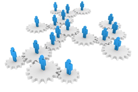 Abstract people on gear wheels - social networking conceptの写真素材