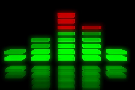 Sound equalizer background with reflection on black backgroundの写真素材