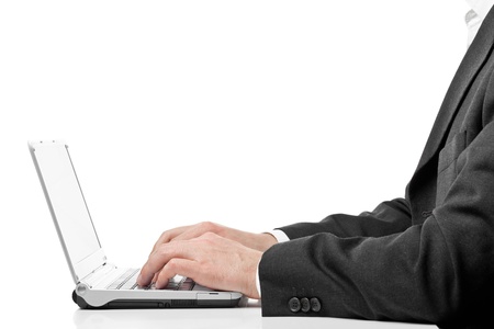 Businessman typing on laptopの写真素材