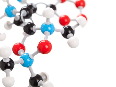 Close up of chemical molecule model isolated on white backgroundの写真素材