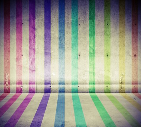 Spectrum colored lines in concrete grungy roomの写真素材