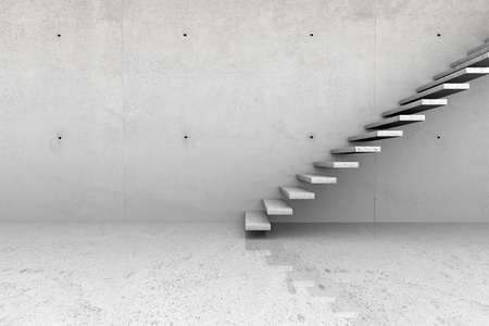 Modern concrete empty room with stone stairsの写真素材