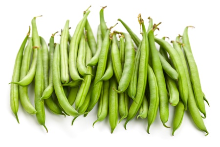 Heap of organic pole beans on white backgroundの写真素材