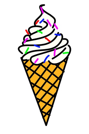 Delicious softice cream cartoon popart drawing isolated on white backgroundの写真素材